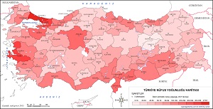 Türkiye 2015 Nüfus Yoğunluğu Haritası