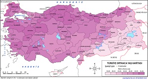 Türkiye 2015 Ortanca Yaş Haritası