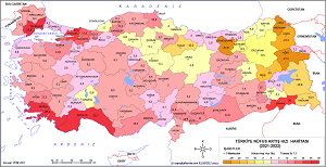 Türkiye Nüfus Artış Hızı Haritası 2022