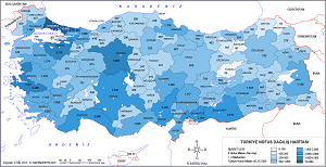 Türkiye İl Nüfus Miktarı Haritası 2023