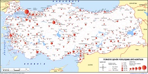 Türkiye Şehir Yerleşmeleri Haritası 2019