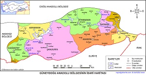 Güneydoğu Anadolu Bölgesi İlçeler Haritası