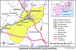 Tekirdağ Çerkezköy İlçesi Haritası